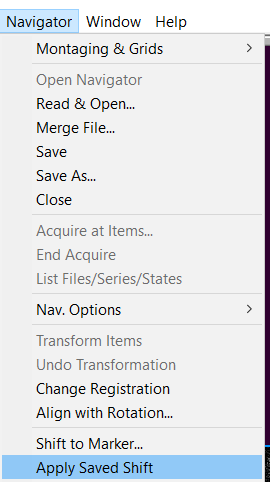 Apply saved shift