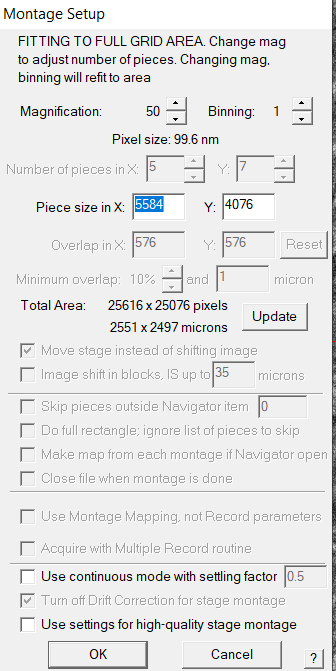 Montage parameters