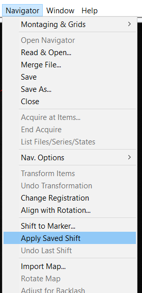 Apply saved shift