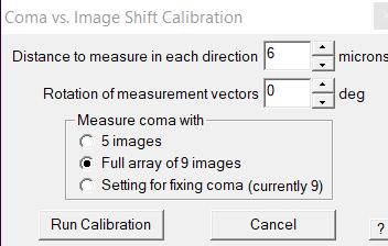 Parameters coma vs IS calibration