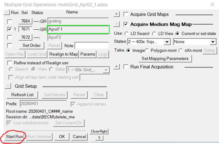Starting square mapping