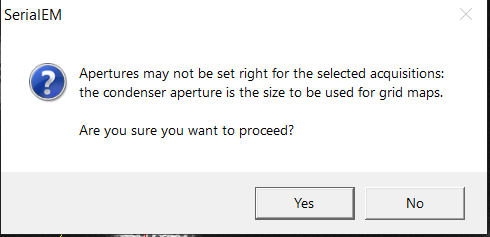 Confirm apertures