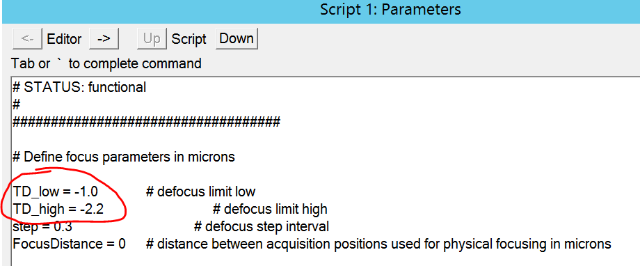 focus parameters