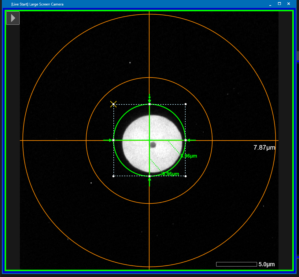feature in center of phosphor screen