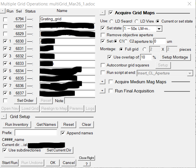 Select grids