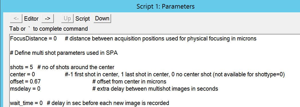 multi shot parameters
