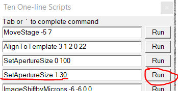 Insert small aperture script