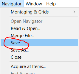 Saving navigator file