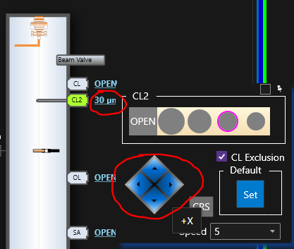 Centering small CL aperture